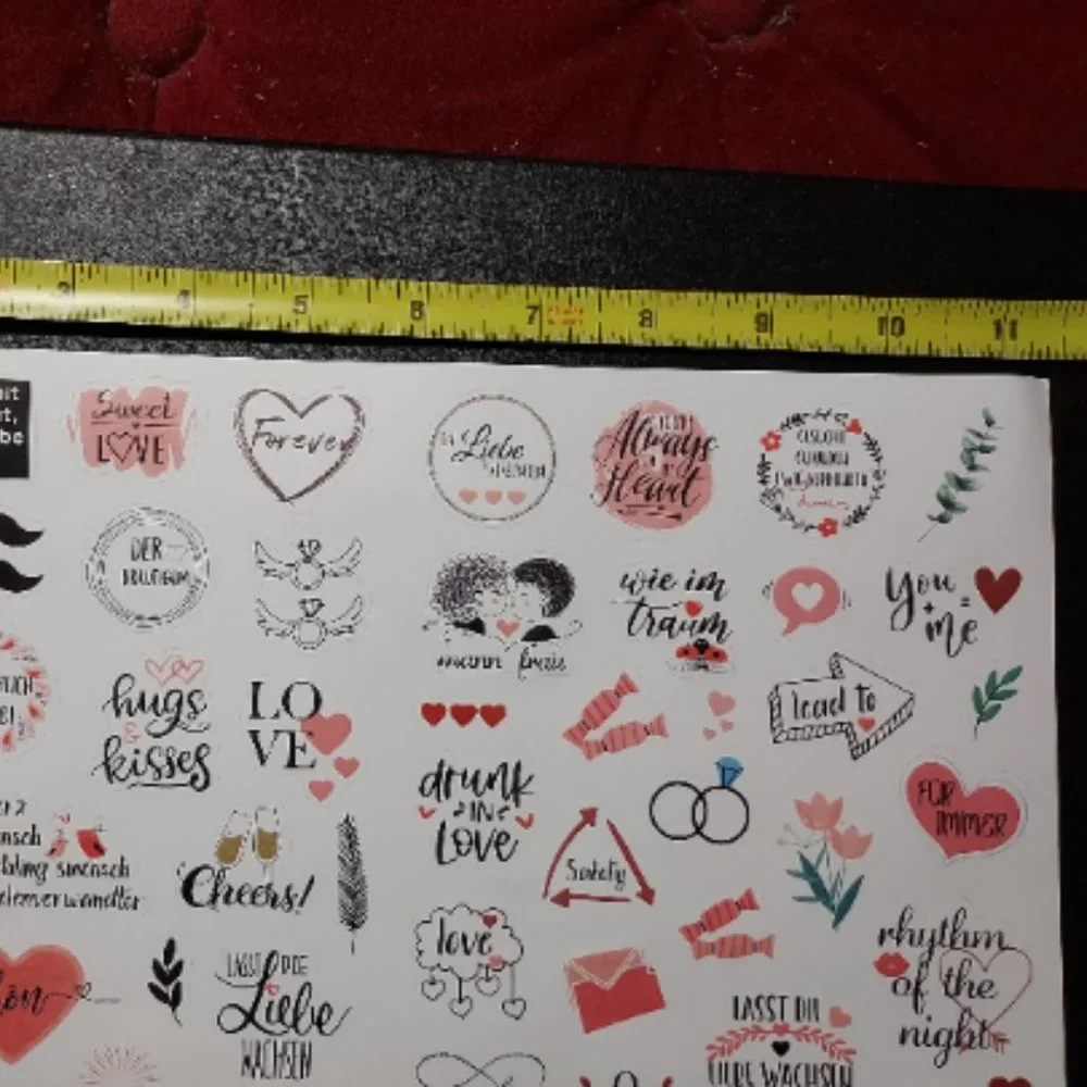 5 Sheets, +225 mini Stickers. Wedding. Scrapbooking, Journaling English German